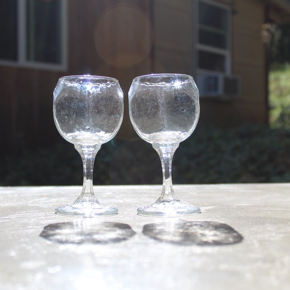 Libbey Chivalry Clear Glass Whiskey Sour Wine Goblets Glasses Pair of 2 Vintage